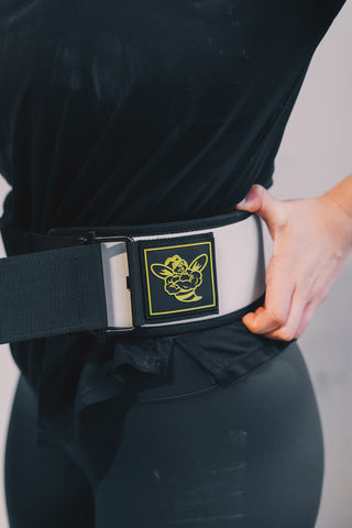 Royal Belt - painonnostovyö, hopea– lähikuva, solki ja ompeleet